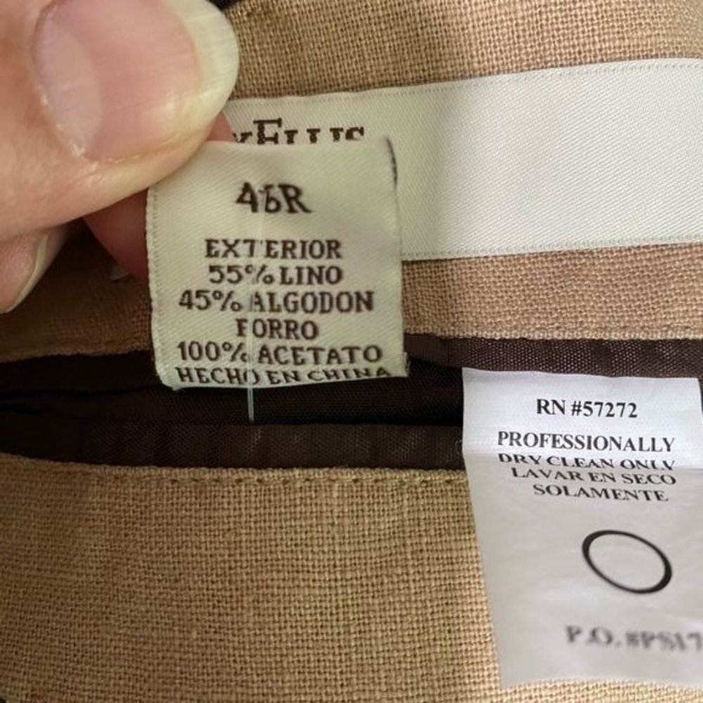 Perry Ellis mens blazer Tan Linen Cotton size 46 Regular 2-button - Picture 12 of 16